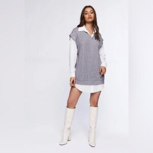 Forever 21 Gray and White Knit Dress